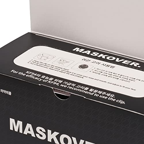 [Pack of 50] KF94 Certified MASKOVER Protective Breathable Safety Masks for Adult [Made in Korea] (Black)