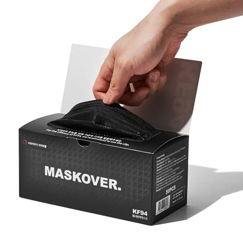 [Pack of 50] KF94 Certified MASKOVER Protective Breathable Safety Masks for Adult [Made in Korea] (Black)