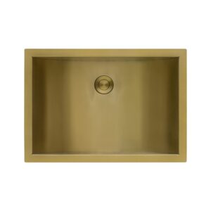 ruvati satin gold brass tone undermount bathroom sink 16 x 11 inch stainless steel - rvh6107gg