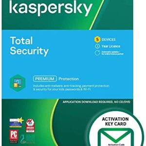 Kaspersky Total Security 2021 (2022 Ready) | 5 Devices | 1 Year | PC/Mac/Android | Activation Key Card by Post with Antivirus Software, Internet Security, Secure VPN, Password Manager, Safe Kids