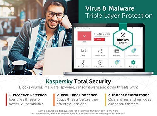 Kaspersky Total Security 2021 (2022 Ready) | 5 Devices | 1 Year | PC/Mac/Android | Activation Key Card by Post with Antivirus Software, Internet Security, Secure VPN, Password Manager, Safe Kids