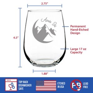 Apres Ski - Stemless Wine Glass - Unique Skiing Themed Decor and Gifts for Mountain Lovers - Large 17 Oz Glasses