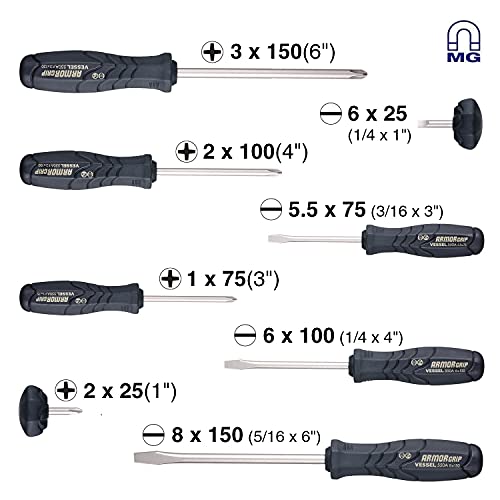 VESSEL ARMOR GRIP Screwdriver 8PC. Set (JISDRIVE) No.550A8PTU (Previous)