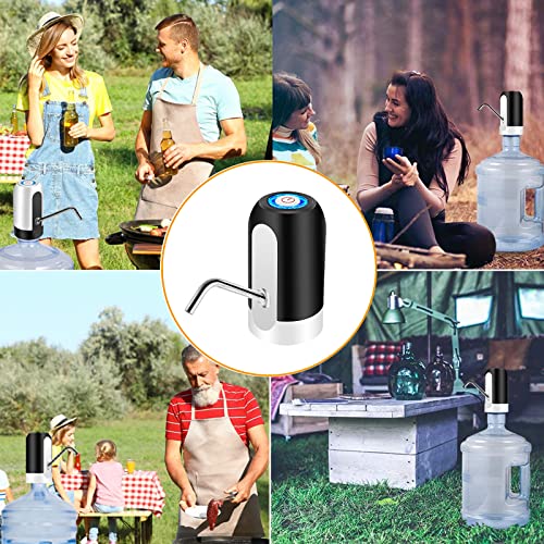 Water Bottle Pump 5 Gallon,USB Charging Automatic Water Dispenser,Portable Electric Drinking Water Pump with Rechargeable Batteries,for Home Kitchen Office Camping(Black)