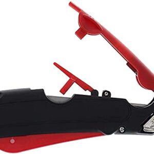 Veltec EZ-2000 Safety Box Cutter Utility Knife, Tape Splitter at Back, 3 Blade Depth Setting, Squeeze Trigger and Dual Side Edge Guide, 2 Blades (Red)