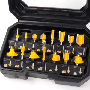mna router bits set 15 pieces 1/4 inch, router bits kit, diyer woodworking tools, carrying case