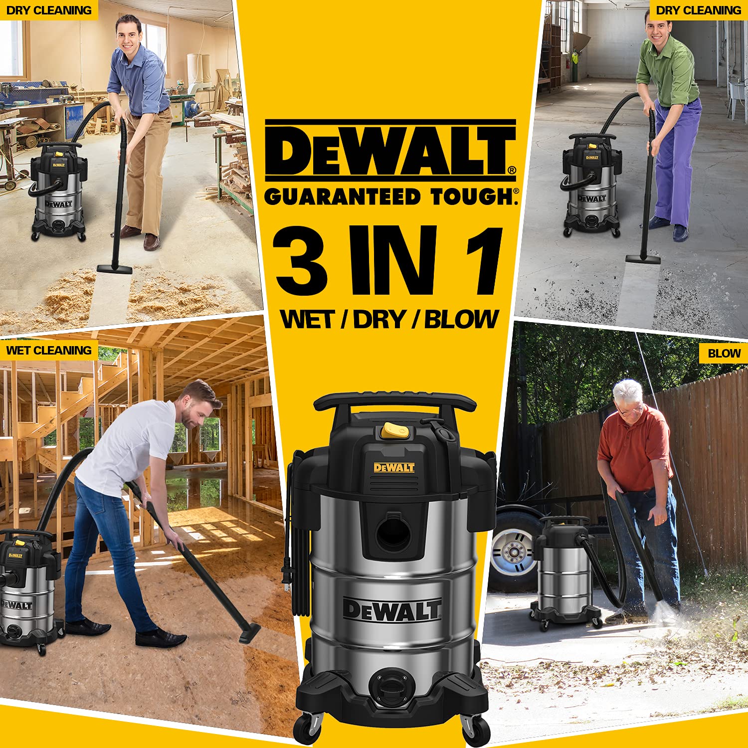 DeWalt DXV08S Wet/Dry Vacuum 8 Gallon 4 Peak HP, Stainless Steel, Silver