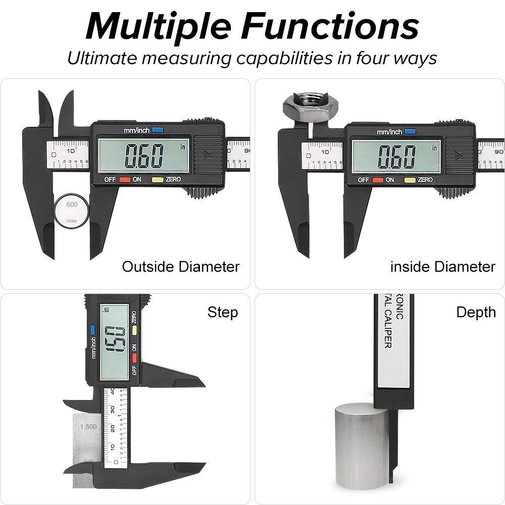 6 Inch 150mm LCD Digital Vernier Caliper Gauge Ruler Micrometer Measuring Tool Carbon Fiber LCD Digital Electronic Vernier Caliper Gauge Micrometer