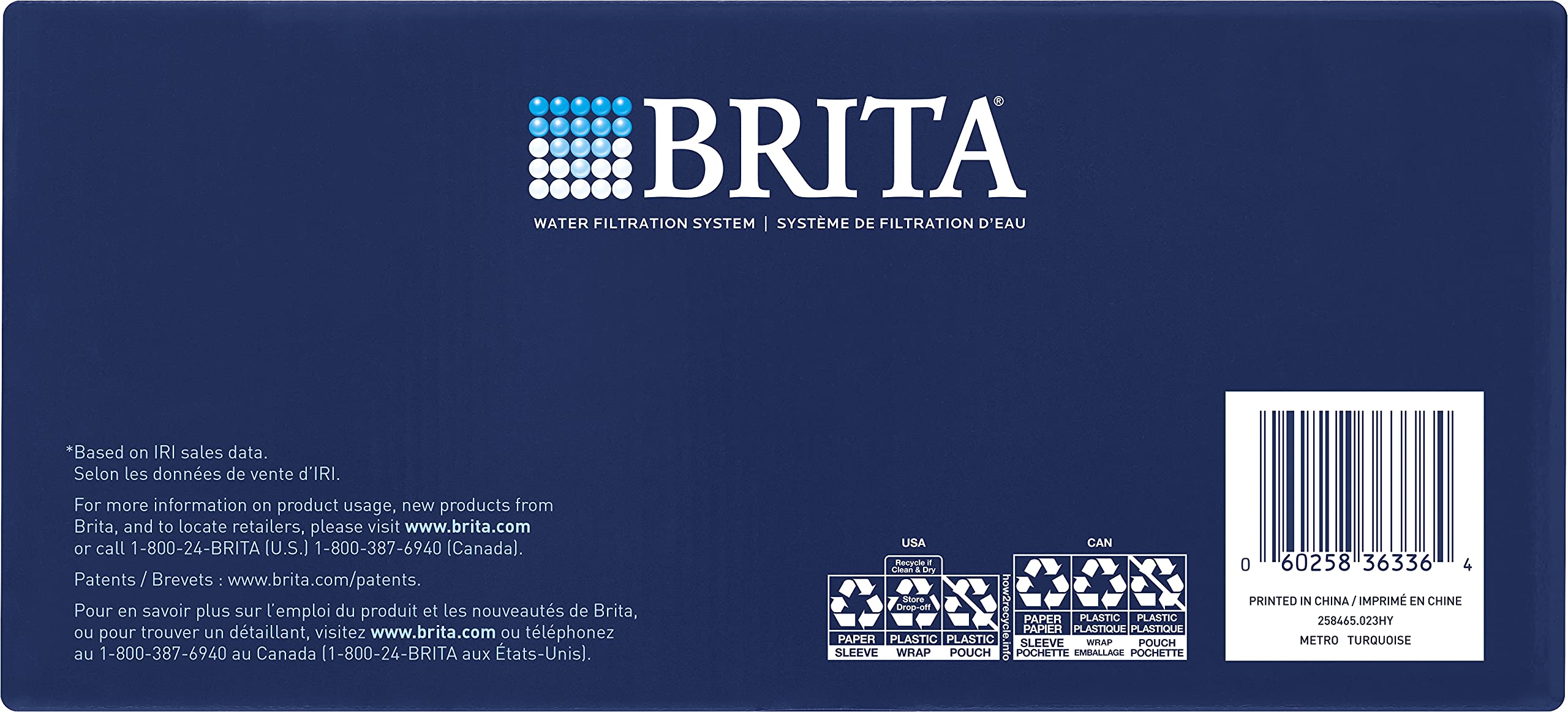 Brita Small 6 Cup Denali Water Filter Pitcher with 1 Brita Standard Filter, Made Without BPA, Transparent Teal