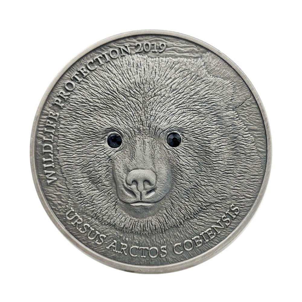 Coin Collection Commemorative Coin 2019 Animal Commemorative Coin, Foreign Currency, Mongolian Coin, Embossed Commemorative Coin, Gobi Bear with Smart Eyes and Cute Eyes