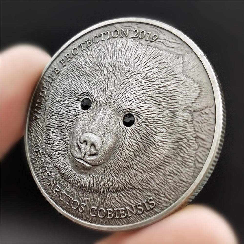 Coin Collection Commemorative Coin 2019 Animal Commemorative Coin, Foreign Currency, Mongolian Coin, Embossed Commemorative Coin, Gobi Bear with Smart Eyes and Cute Eyes