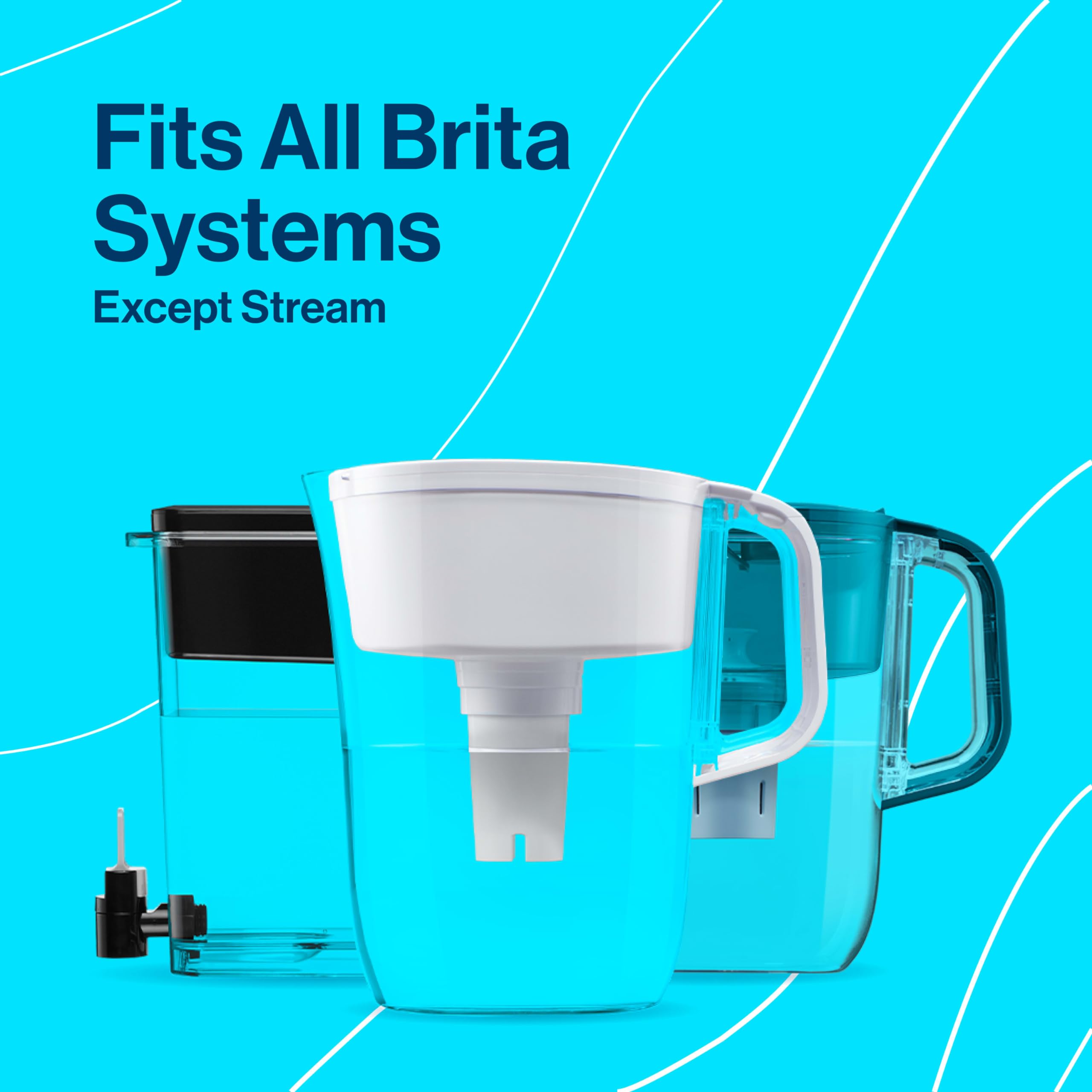 Brita Small 6 Cup Denali Water Filter Pitcher with 1 Brita Standard Filter, Made Without BPA, Transparent Teal