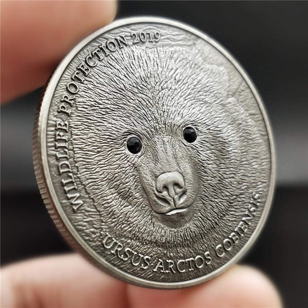 Coin Collection Commemorative Coin 2019 Animal Commemorative Coin, Foreign Currency, Mongolian Coin, Embossed Commemorative Coin, Gobi Bear with Smart Eyes and Cute Eyes