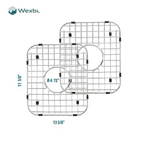 EUOTEO Kitchen Sink Bottom Grid Protector Drying Rack 2pcs Set - 13 5/8 in x 11 5/8 - Stainless Steel Protector with Draining Hole