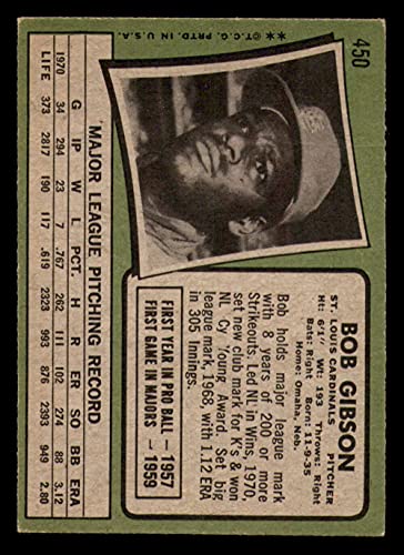 1971 Topps #450 Bob Gibson Very Good Cardinals