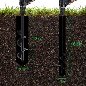 Egifty Garden Auger Spiral Drill Bit 3x12'' & 1.6x16.5'', Auger Drill Bit for Planting Flower Bulbs Drill bit for 3/8” Hex Drive Drill