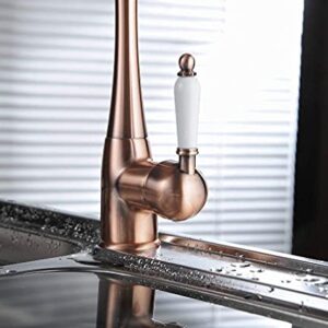 Kitchen Faucet Copper Bar Faucet 360 ° Swivel Single Handle Traditional Period Single Ceramic Lever Kitchen Sink Faucet Antique Mixer Tap One Hole Wet Bar Sink Faucet Victorian Commercial