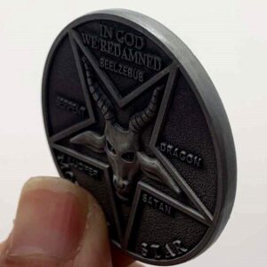 Coin Collection Commemorative Coin Pentagram Devil Star Sheep Zinc Alloy Nickel Silver Coin Collection Coin Embossed 38mm Faith Commemorative Coin