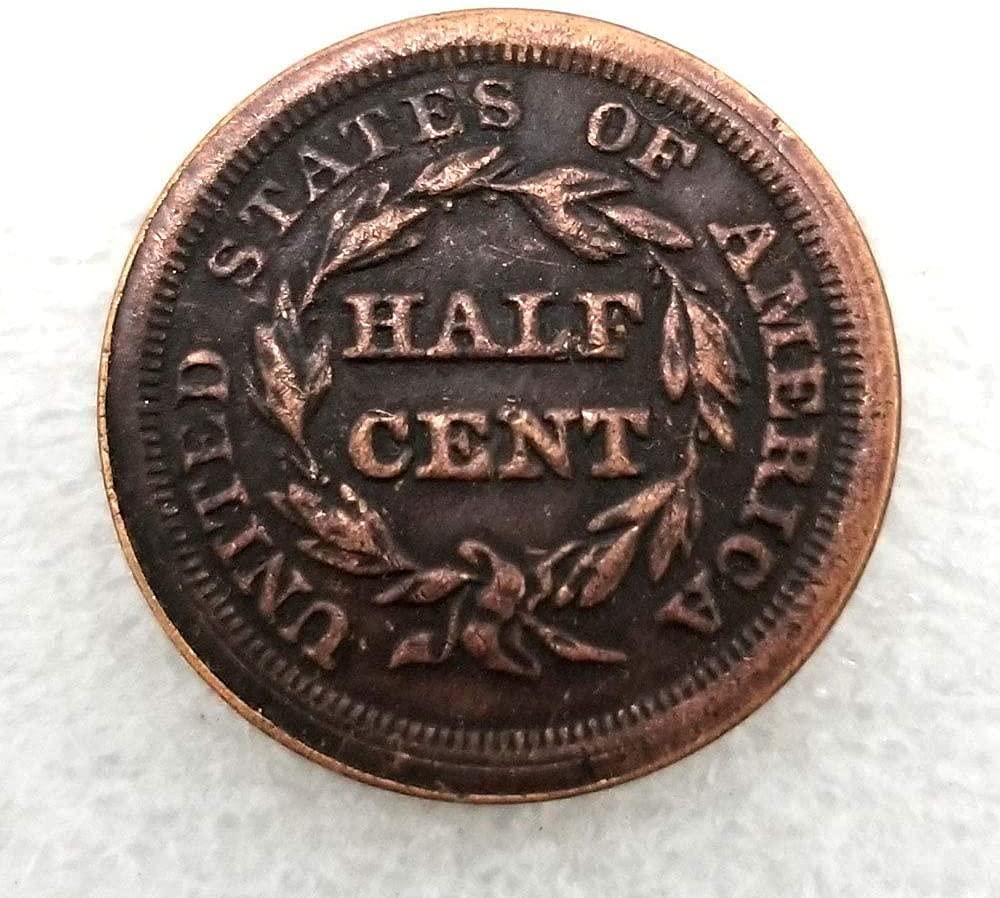 1851 Historic Half-Cent Nickel Old Coin-American Commemorative Uncirculated Old American Coins-Prefer to Handmade Coins Crafts Historical Gifts