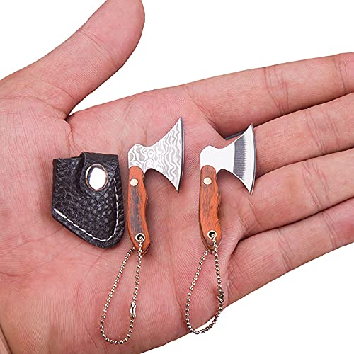 Epichao 2pcs Axe Shape Mini Pocket Knife Small Keychain Hatchet Tiny Thumb Multitool Box Cutter Tools