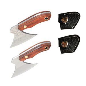 Epichao 2pcs Axe Shape Mini Pocket Knife Small Keychain Hatchet Tiny Thumb Multitool Box Cutter Tools