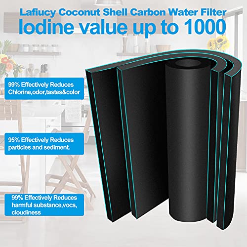 Lafiucy 5 Micron 10"x2.5" Coconut Shell Activated Carbon Water Filter, CTO,4 Pack,Compatible with Home Under-Sink & Countertop Filtration System