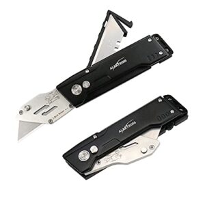 albatross upk003 folding pocket utility knife,quick change blades,black aluminum handle, blade storage in handle design,5 extra blade included, used for cartons, cardboard and boxes