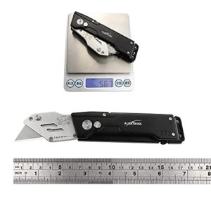 ALBATROSS UPK003 Folding Pocket Utility Knife,Quick Change Blades,Black Aluminum Handle, Blade Storage in Handle Design,5 Extra Blade Included, Used for Cartons, Cardboard and Boxes