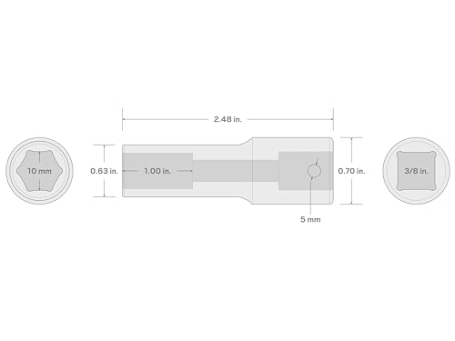 TEKTON 3/8 Inch Drive x 10 mm Deep 6-Point Impact Socket | SID13110