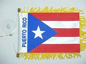 Puerto Rico Country Flag Mini Fringed Banner to Hang on Car Window