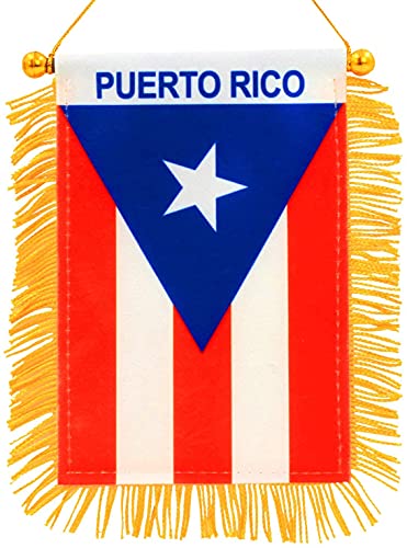 Puerto Rico Country Flag Mini Fringed Banner to Hang on Car Window