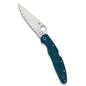 spyderco police 4 lightweight knife with k390 premium stainless steel blade with durable blue frn handle - spyderedge - c07fs4k390
