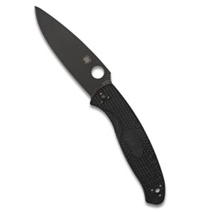 spyderco resilience lightweight knife with black stainless steel blade and durable black frn handle - plainedge - c142pbbk