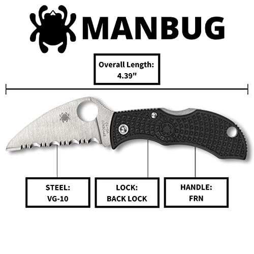 Spyderco Manbug Wharncliffe Lightweight Knife with VG-10 Stainless Steel Blade and FRN Handle - SpyderEgde - MBKWS