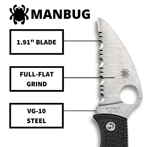 Spyderco Manbug Wharncliffe Lightweight Knife with VG-10 Stainless Steel Blade and FRN Handle - SpyderEgde - MBKWS
