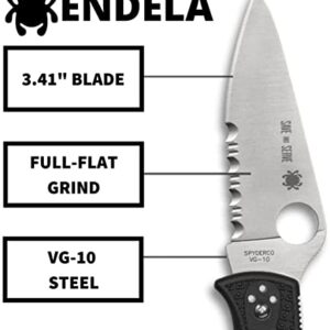 Spyderco Endela Lightweight Knife with Flat Ground Steel Blade and Wildland Firefighter Foundation Black FRN Handle - CombinationEdge - C243FPSBKRD