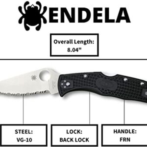 Spyderco Endela Lightweight Knife with Flat Ground Steel Blade and Wildland Firefighter Foundation Black FRN Handle - CombinationEdge - C243FPSBKRD