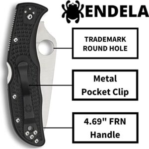 Spyderco Endela Lightweight Knife with Flat Ground Steel Blade and Wildland Firefighter Foundation Black FRN Handle - CombinationEdge - C243FPSBKRD