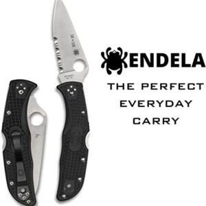 Spyderco Endela Lightweight Knife with Flat Ground Steel Blade and Wildland Firefighter Foundation Black FRN Handle - CombinationEdge - C243FPSBKRD