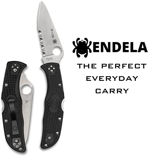 Spyderco Endela Lightweight Knife with Flat Ground Steel Blade and Wildland Firefighter Foundation Black FRN Handle - CombinationEdge - C243FPSBKRD