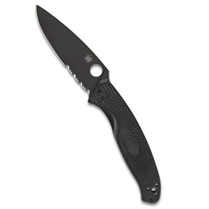 spyderco resilience lightweight knife with black steel blade and durable black frn handle - combinationedge - c142psbbk