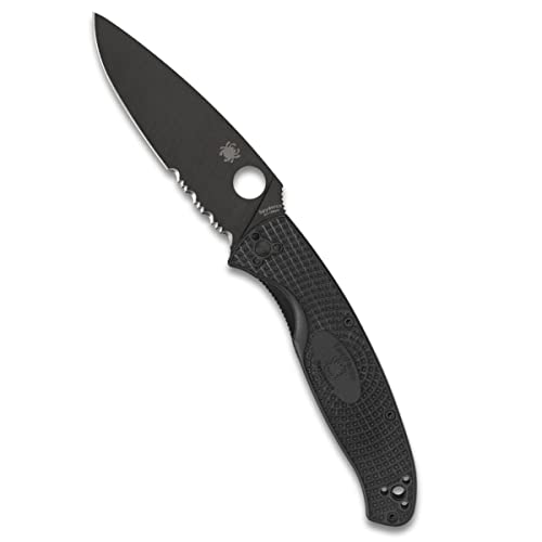 Spyderco Resilience Lightweight Knife with Black Steel Blade and Durable Black FRN Handle - CombinationEdge - C142PSBBK