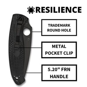 Spyderco Resilience Lightweight Knife with Black Steel Blade and Durable Black FRN Handle - CombinationEdge - C142PSBBK