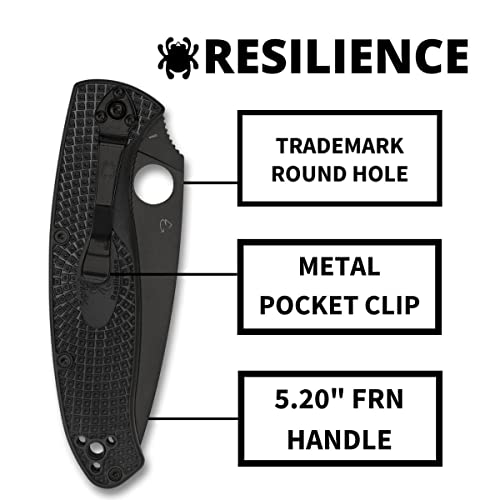 Spyderco Resilience Lightweight Knife with Black Steel Blade and Durable Black FRN Handle - CombinationEdge - C142PSBBK