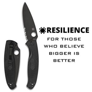 Spyderco Resilience Lightweight Knife with Black Steel Blade and Durable Black FRN Handle - CombinationEdge - C142PSBBK