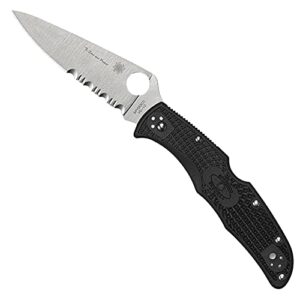 spyderco endura 4 lightweight knife with flat ground steel blade and tunnel to towers black frn handle - combinationedge - c10fpsbkbl