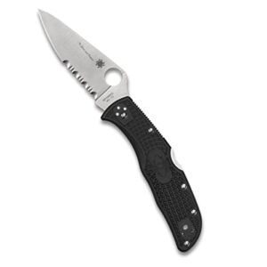 spyderco endela lightweight knife with flat ground steel blade and tunnel to towers black frn handle - combinationedge - c243fpsbkbl