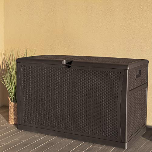 Barton Deck Box 120 Gallon Outdoor Patio Storage Bench Shed Cabinet Container Furniture Pools Yard Tools Porch Backyard