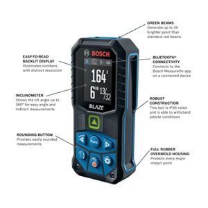 BOSCH GLM165-27CGL 165' Blaze™ Ergonomic Cordless Green Laser Measure w/Bluetooth