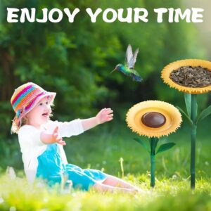 Sunflower Standing Bird Feeder Outdoor(2PCS),Bird Bath Feeders Bowl for Outdoor,Bowl Bird Feeder Flower Shape Bird Feeding Tray,Garden Decor Stake,Wild Bird Watcher,Gifts for Bird Lovers